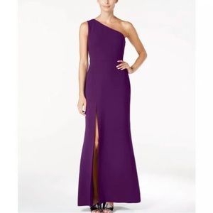 Calvin Klein plum one shoulder gown